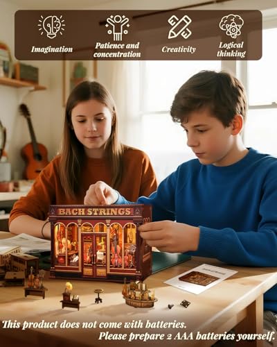 Book Nook Kit for Adults, DIY Miniature Dollhouse Kit (Bach Strings) - color: Bach Strings