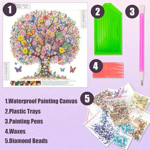 Special Shape Diamond Art Kits for Adults, 5D Diamond Painting Kits for Beginner, DIY Diamond Crystal Rhinestones Painting Kits for Home Wall Decor Gift Tree 30x30cm/12x12in