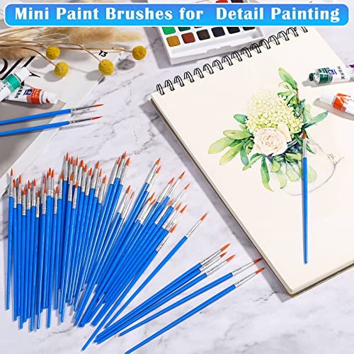 50Pcs Round Paint Brushes Bulk, Anezus Small Paint Brushes Classroom Brushes Set for Kids Model Canvas Painting Face Acrylic Watercolor Oil and Crafts - style: round