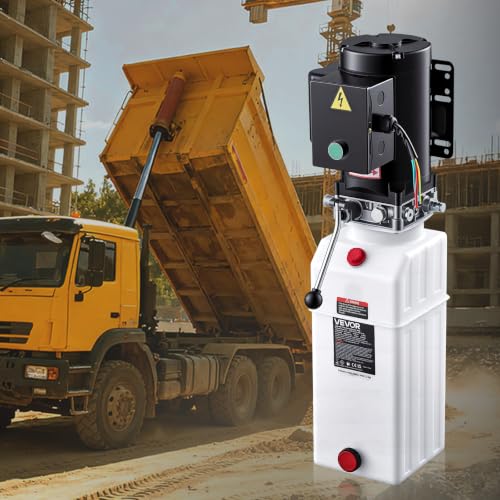 VEVOR 10 Quart Hydraulic Pump, 2.2KW Hydraulic Dump Trailer Pump Single Acting, 3200 PSI Max Relief Pressure, 1.7 GPM Flow Rate, AC220-240V Hydraulic Power Unit Car Lift (Vertical Installation) - size: 6 Quart, style: Single Acting