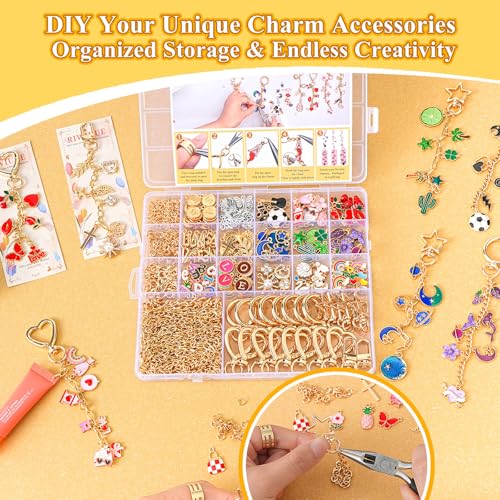 Riwiuue 760Pcs Lip Gloss Keychain Making Kit, DIY Charms Key Chain Kit - color: 760Pcs Keychain Making Kit
