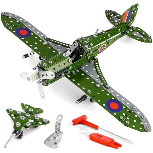 Model Airplane Kits for Boys 8-12,Erector Set for Boys Building Toys Age 10-12,374 PCS DIY Building Stem Projects Toys for Kids,Cool Aviation Gifts for Airplane Model Fans