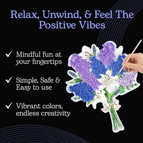 Unwynd Poke Art Lavender Flower Bouquet Kit for Adults, Women and Teens - style: Lavender