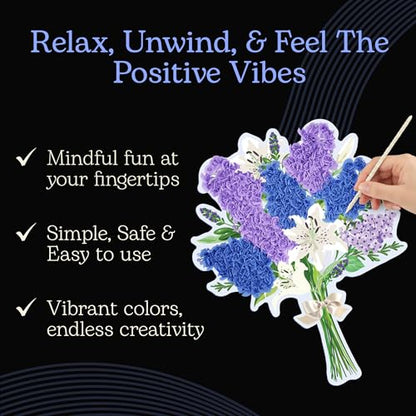 Unwynd Poke Art Lavender Flower Bouquet Kit for Adults, Women and Teens - style: Lavender