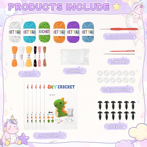 Mobelixy 6PCS Crochet Kit for Beginners, 2026 Christmas Knitting Kit with Step-by-Step Video Tutorials, Beginner Crochet Kit for Adults (Blue) - color: Blue