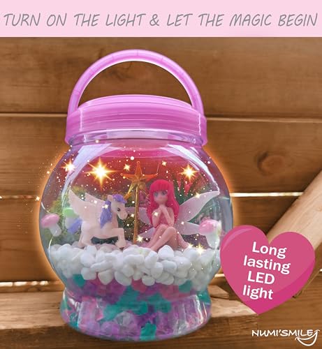 DIY Fairy & Unicorn Light-Up Terrarium Kit Arts and Crafts for Girls 3-12 - style: Fairy & Unicorn