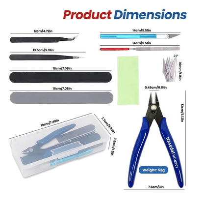 Model Building Tools Kit for Beginners-Hobby Craft Set with Side Cutter (Nippers),Precision Hobby Knife,Sanding Sticks,Tweezers,Basic DIY Repair Supplies ((Beginner Set (9PCS))) - color: (Beginner Set (9pcs))