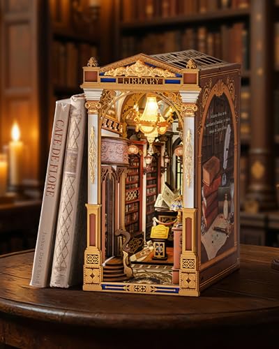 Rolife Book Nook Kit Baroque Library Snap-Fit 3D Wooden Puzzles for Adults - color: Library of Wonders