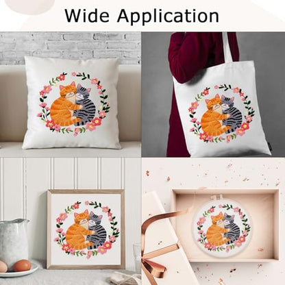 Nuberlic Cat Embroidery Kit for Beginners Adults - color: CAT