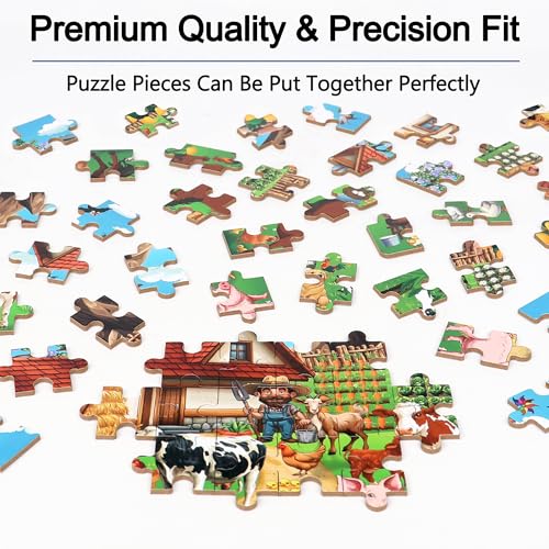 LELEMON Puzzles for Kids Ages 4-6,60 Piece Puzzles for Kids in a Metal Box - color: Farm 1)