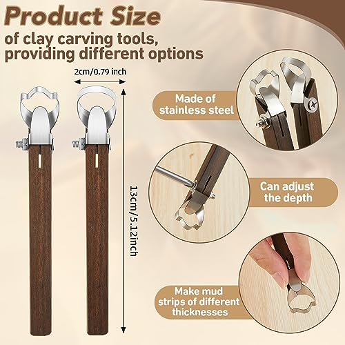 Therwen 5 Pcs Pottery Trimming Tools Clay Scrapers Wooden Handle Ceramic