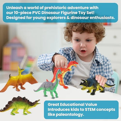 Zippytots Dinosaur Toys for Kids 3-5, 10 PCS Realistic Plastic Dinosaur Figure Toy Set Including T-Rex, Stegosaurus, Spinosaurus, Ideal Gift for Toddle - style: 10pc-Small-Dinos