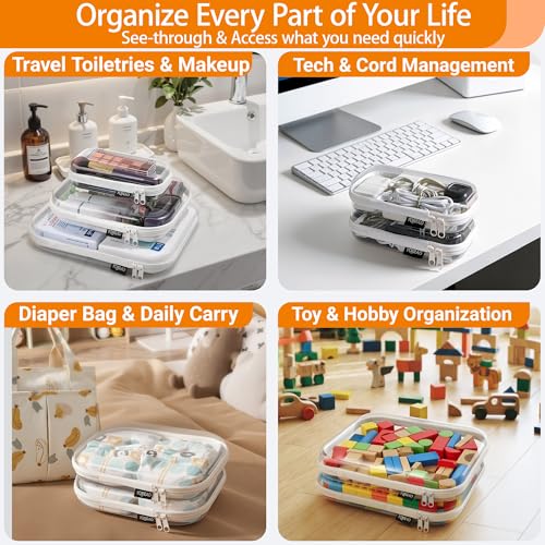 YQBRAO 2-Piece Large Clear Hard Shell Zipper Case Set, White - color: White, size: LL