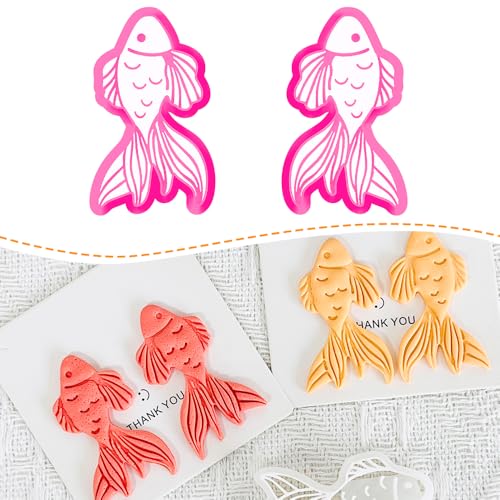 Xaekicr Goldfish Polymer Clay Cutters for Earrings – 2PCS Clay Earring Cutters, DIY Clay Tools for Polymer Clay Molds and Jewelry Making - color: I color