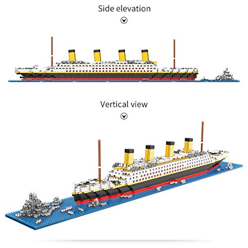 JXRLMB Titanic Ship Model Building Block Set for Adults Cruise Ship MIicro Blocks DIY Educational Toys for Kids Ages of 14+ 1872 Pieces - color: Titanic