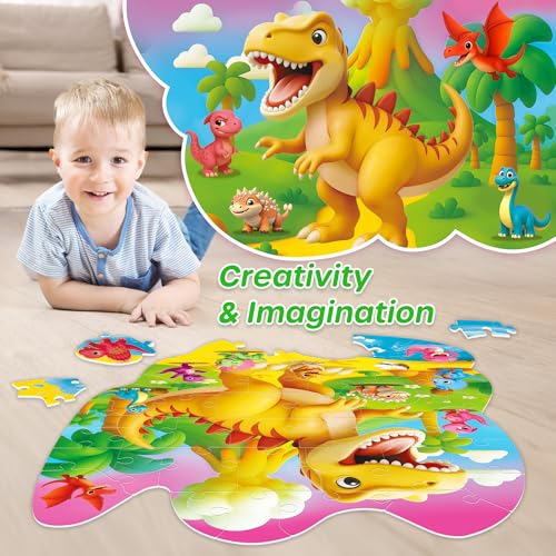 SYNARRY Dinosaur Floor Puzzles for Kids Ages 3-5 Large 45-Piece - style: Dinosaur