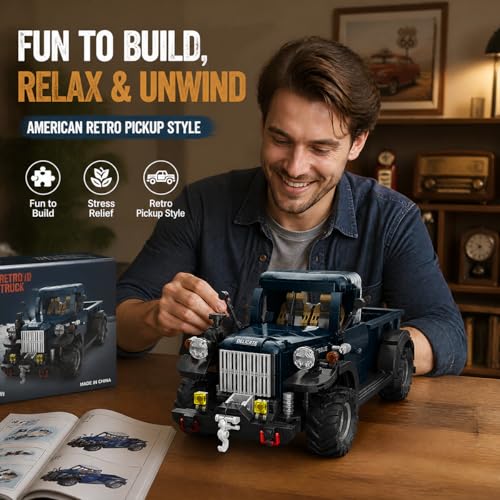 Retro 1:16 Semi Truck Model Kit for Adults 1199pcs - style: Retro 1:16 Semi Truck