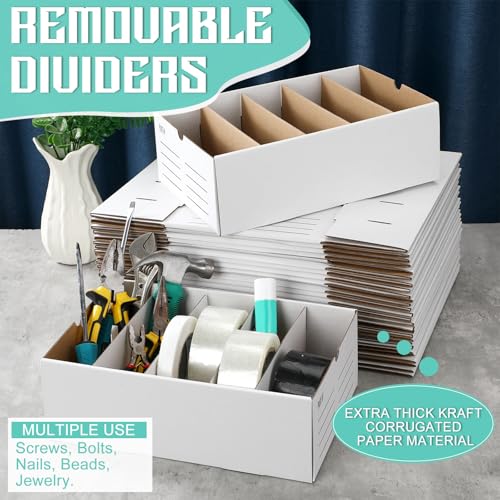 Teenyyou 30 Set Cardboard Parts Bin with Dividers, White, 12 x 8 x 4 Inches - color: White, size: 12 x 8 x 4 Inches