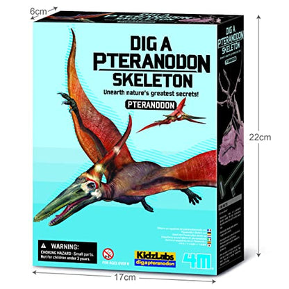 4M Dig a Pteranodon Skeleton Kit for Kids Ages 8-12 – Flying Reptile Fossil Excavation Set with 15 Realistic Bones, STEM Paleontologist Digging Kit with Hammer, Chisel & Brush, Educational Gift