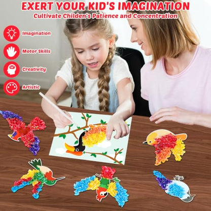 Lonfliness 8 Pcs Birds Poke in Craft Kits for Kids Mess Free DIY Art - style: Bird