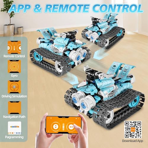 STEM Robot Building Kit for Boys 6-12, APP & Remote Control RC Toy for Kids Science LearningDIY Educational Gift Set for Age 6 7 8 9 10 11 12+ Boys & Girls - color: Blue