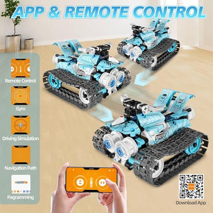STEM Robot Building Kit for Boys 6-12, APP & Remote Control RC Toy for Kids Science LearningDIY Educational Gift Set for Age 6 7 8 9 10 11 12+ Boys & Girls - color: Blue