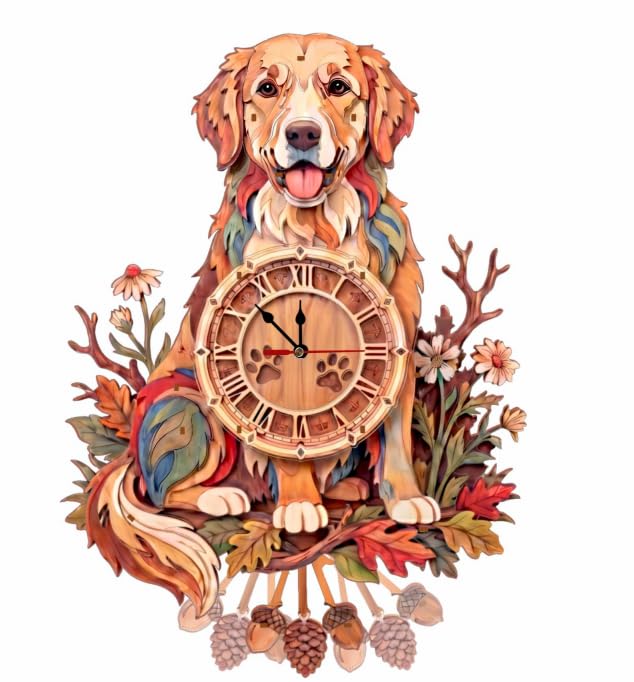 3D Puzzles for Adults Dog Clock Crafts for Adults Wooden Puzzles - color: Garden Dog