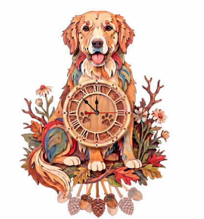 3D Puzzles for Adults Dog Clock Crafts for Adults Wooden Puzzles - color: Garden Dog