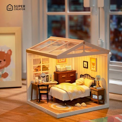 Super Creator-Mini Blocks Model Building Set for Adults, Miniature Plastic House Kit Super Store-Building Blocks Toys, DIY Crafts/Hobbies for Adults (Sweet Dream Bedroom) - style: Modern/Minimalist