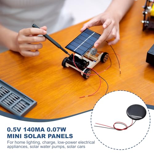 MECCANIXITY 2Pcs 0.5V 0.07W 140mA Mini Solar Panels, Round Small Polycrystalline Solar Cell Panel with Cable for DIY Electric Toy Materials Kits Charger - style: 0.5V 0.07W 140mA