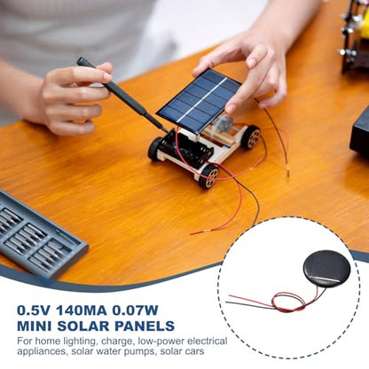 MECCANIXITY 2Pcs 0.5V 0.07W 140mA Mini Solar Panels, Round Small Polycrystalline Solar Cell Panel with Cable for DIY Electric Toy Materials Kits Charger - style: 0.5V 0.07W 140mA