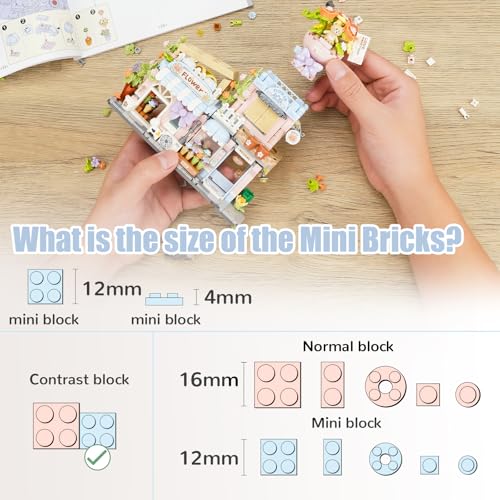 Street View Flower House Shop Mini Building Blocks, MOC Creative Building Toys Cute Panda Building Set for Girls 6-12, Simulation Architecture Construction Toy, Gift Idea for Kids Adults (854 PCS) - style: Flowers Store
