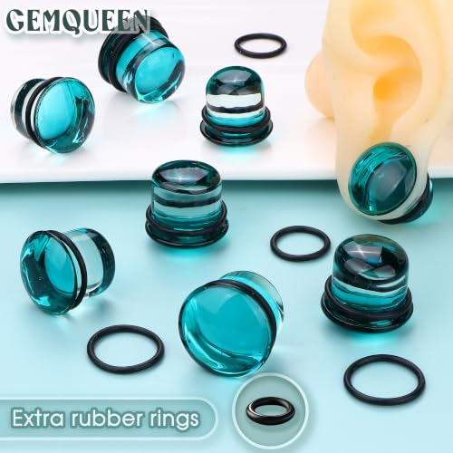 GEMQUEEN 24 Pcs 0.5mm Increments Glass Ear Stretching Kit Hypoallergenic - color: Blue, size: 17mm-20mm | 8pcs