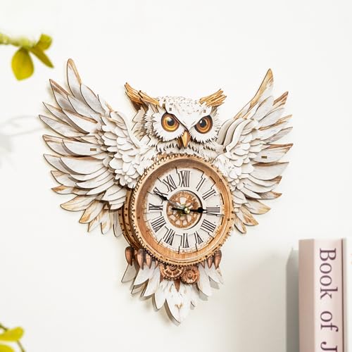 KAAYEE 3D Puzzles for Adults Snowy Owl Clock Bird Wooden Puzzle DIY Craft - color: Snowy Owl Clock