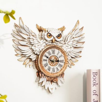 KAAYEE 3D Puzzles for Adults Snowy Owl Clock Bird Wooden Puzzle DIY Craft - color: Snowy Owl Clock
