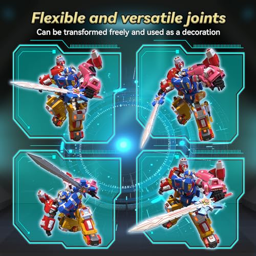 5-in-1 Transforming Vehicles Playset Include Motorcycles, Planes, Go-Karts -STEM Stacking Car Kit, Robot Transformation, Birthday Gift for Toddler Kids 7 Years Old Boys Girls - size: 10IN