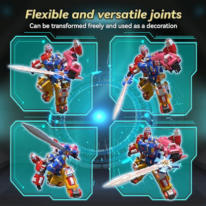 5-in-1 Transforming Vehicles Playset Include Motorcycles, Planes, Go-Karts -STEM Stacking Car Kit, Robot Transformation, Birthday Gift for Toddler Kids 7 Years Old Boys Girls - size: 10IN