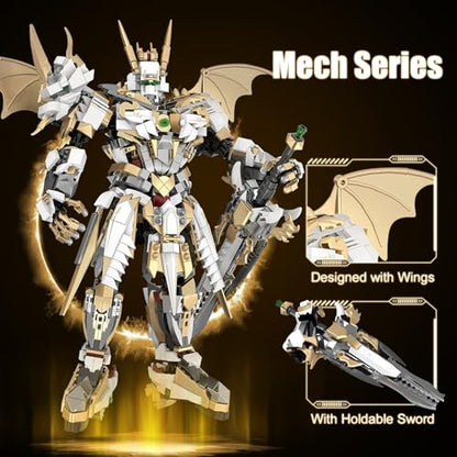 HIGH GODO Hero Mech Building Blocks Set for Adults，Golden Armor Robot Model Building Kit with Classic Swords, Hard Core Chinoiserie Style Collectible Ninja Gifts for Man Teens Ages 14+ (1609 Pieces)