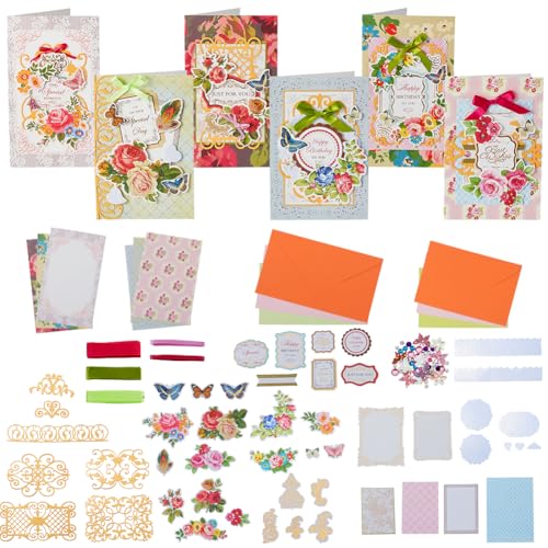 AHANDMAKER Handmade Greeting Card Making Kits, DIY Thank You Card Set Flowers Theme Paper Envelopes Cards Stickers for Christmas Thanksgiving Mother's Day Birthday Gifts Crafts Decorations - size: 4~215x4~125x0.3~2mm