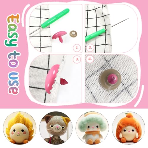 TOAOB 114pcs Pink Safety Noses for Amigurumis Plastic Animals Safety Noses - color: Pink