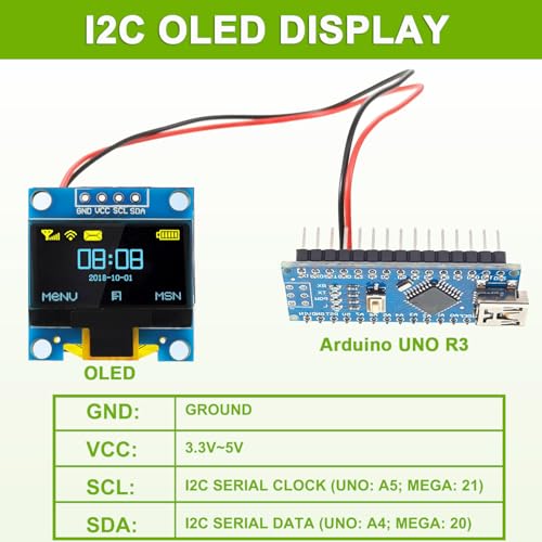 5 Pack 0.96 inch OLED IIC Display Module 128x64 Pixel Mini Self-Luminous Display Screen Board for Arduino Projects Raspberry Pi with Wire(Blue and Yellow) - color: Blue and Yellow