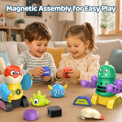 Magnetic Robot Building Toy, STEM Magnet Monster Toys Set for Kids Age 3-5 - color: Monster