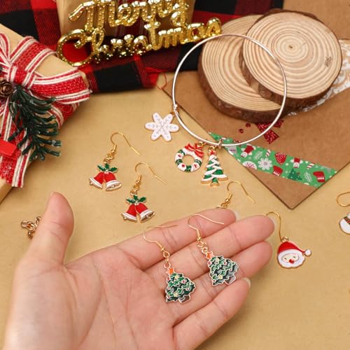 SANNIX 110Pcs 55 Pairs Christmas Charms Gold Enamel Jewelry Charms Bulk - style: Christmas Charms-55 Pairs