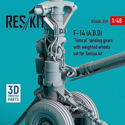 Reskit RSU48-0259 1/48 F-14 (A,B,D) Tomcat Landing Gears with Weighted Wheels Set for Tamiya kit (Resin & 3D Printing)