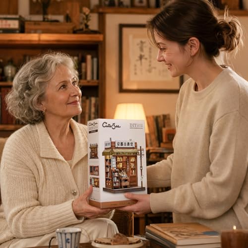 Cutefun Book Nook Kit - DIY Miniature Dollhouse Kit for Adults and Teens - color: Antique Bookery of Kyoto