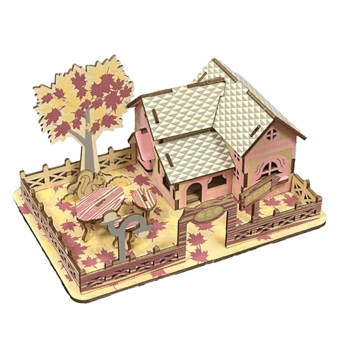Log Cabin 3D Wooden House Puzzle,DIY Mini Building Model Kit，007 - color: 007