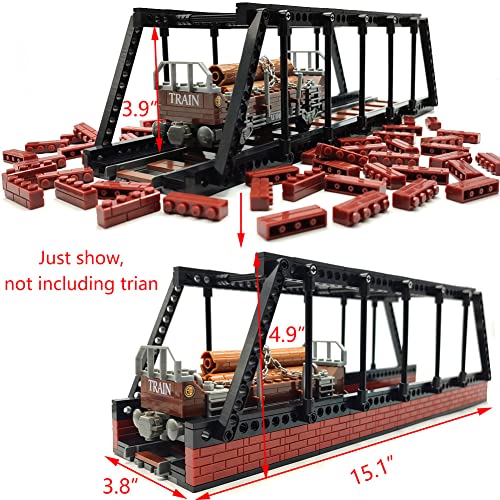 Classic Train Building Bridge City Passenger Express Train Tracks Toys Accessories Railroad Construction Building Block Compatible with Major Brand (Black Bridge) - style: Black bridge