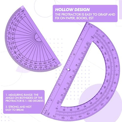 EBOOT 2 Pcs Plastic Protractors - color: Purple
