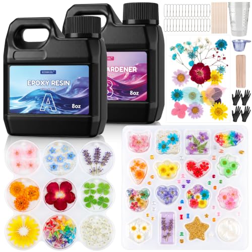 KISREL Epoxy Resin Kit 16OZ with Keychain Earring Molds, Tools for Beginner - size: 16oz Key Chain Kit