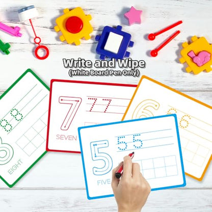 Math Task Boxes Set of 5 Math Manipulatives Themes 230+ Pieces of Number Rods, Base Ten Blocks, Ten Frame Disc Counters, Place Value Blocks, 0-9 Numbers, 3D Shapes, Activity Cards (Numbers) - color: Numbers